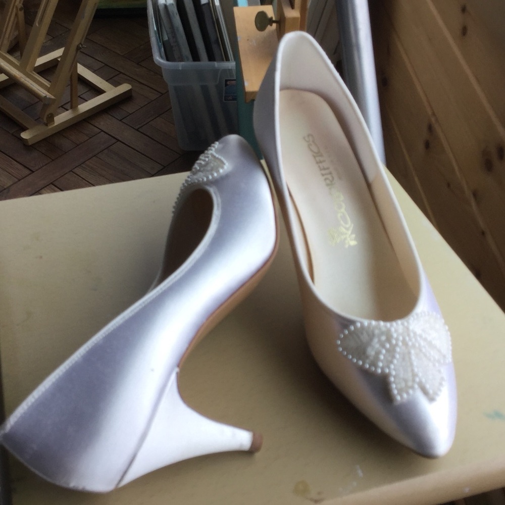 White Satin Heels